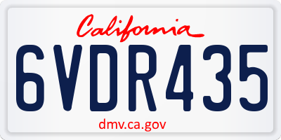 CA license plate 6VDR435