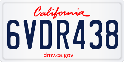CA license plate 6VDR438