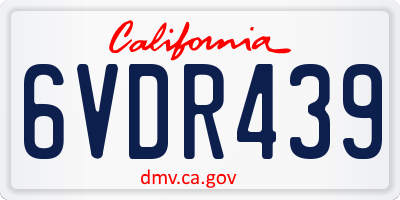 CA license plate 6VDR439