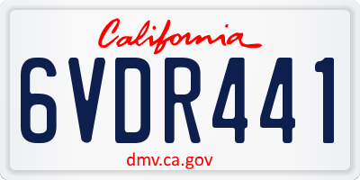 CA license plate 6VDR441