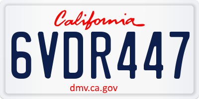 CA license plate 6VDR447