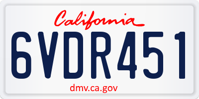 CA license plate 6VDR451