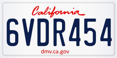 CA license plate 6VDR454