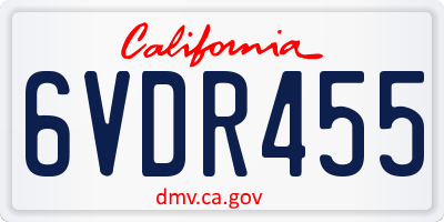 CA license plate 6VDR455