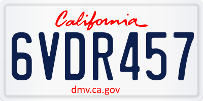 CA license plate 6VDR457