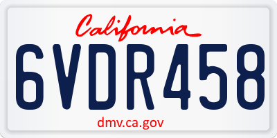 CA license plate 6VDR458