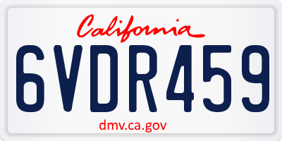 CA license plate 6VDR459