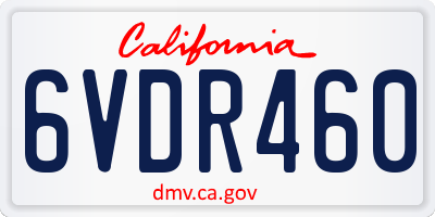 CA license plate 6VDR460