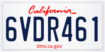 CA license plate 6VDR461