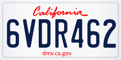 CA license plate 6VDR462