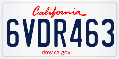 CA license plate 6VDR463