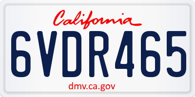 CA license plate 6VDR465