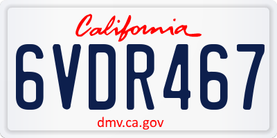 CA license plate 6VDR467