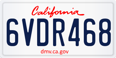 CA license plate 6VDR468