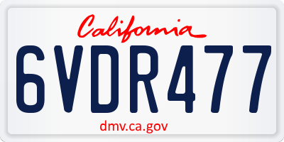 CA license plate 6VDR477