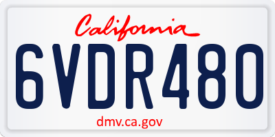 CA license plate 6VDR480