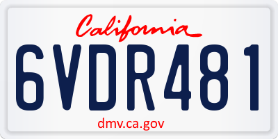 CA license plate 6VDR481