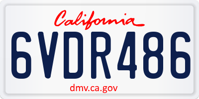 CA license plate 6VDR486