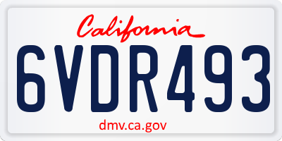 CA license plate 6VDR493