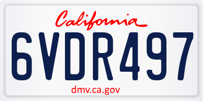 CA license plate 6VDR497