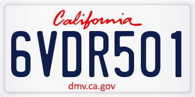 CA license plate 6VDR501