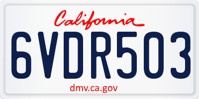 CA license plate 6VDR503