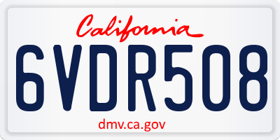 CA license plate 6VDR508