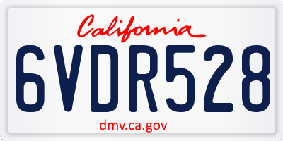 CA license plate 6VDR528