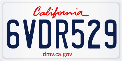CA license plate 6VDR529
