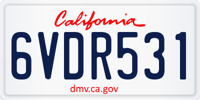 CA license plate 6VDR531