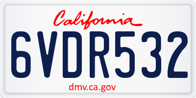 CA license plate 6VDR532