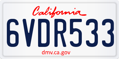 CA license plate 6VDR533