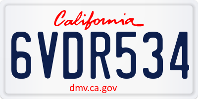 CA license plate 6VDR534