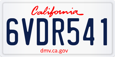 CA license plate 6VDR541