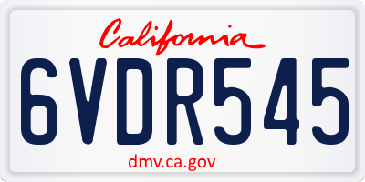 CA license plate 6VDR545