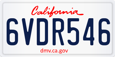 CA license plate 6VDR546
