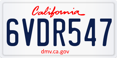 CA license plate 6VDR547