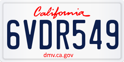 CA license plate 6VDR549