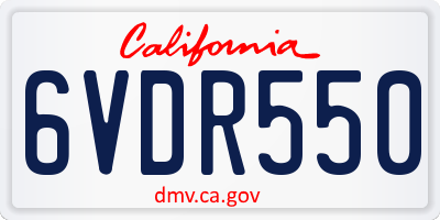 CA license plate 6VDR550