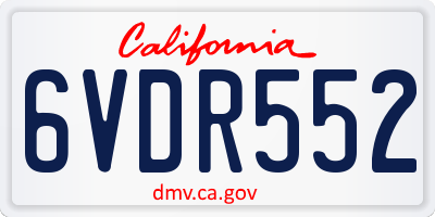 CA license plate 6VDR552