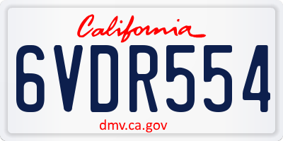 CA license plate 6VDR554