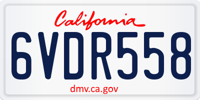 CA license plate 6VDR558