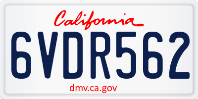 CA license plate 6VDR562