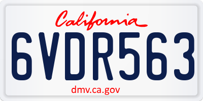 CA license plate 6VDR563