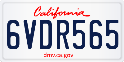 CA license plate 6VDR565