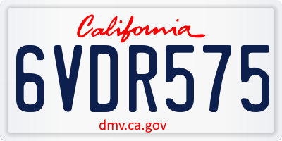 CA license plate 6VDR575