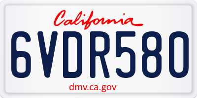 CA license plate 6VDR580