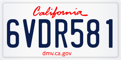 CA license plate 6VDR581