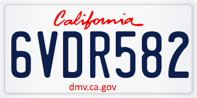 CA license plate 6VDR582