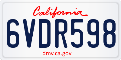 CA license plate 6VDR598